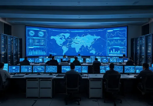 Curved LED wall inside a control room