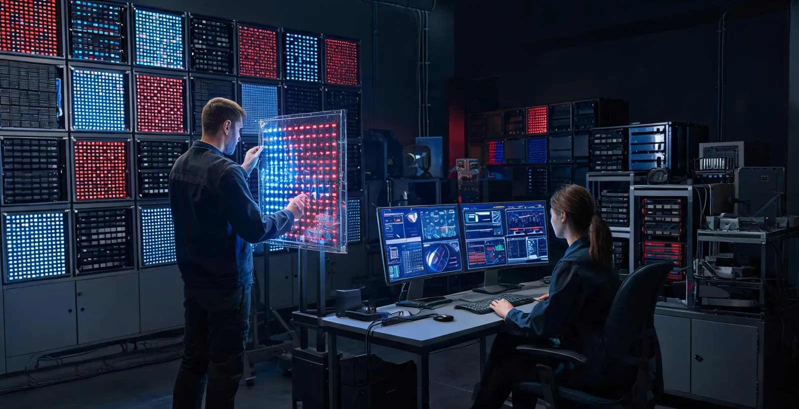 Absen LED innovation lab with control software and modular cabinets